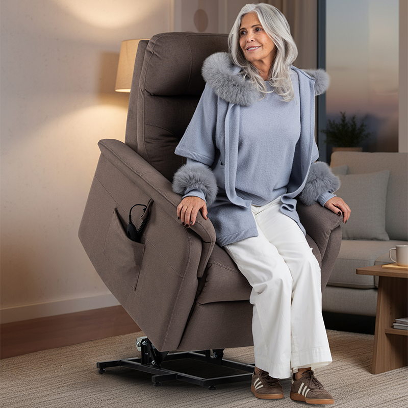 Fauteuil releveur Premium 3 fonctions electriques Chataîgnier