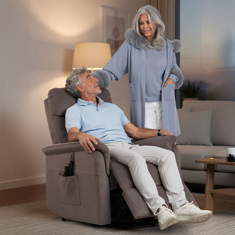 Fauteuil releveur Premium 3 fonctions electriques Chataîgnier