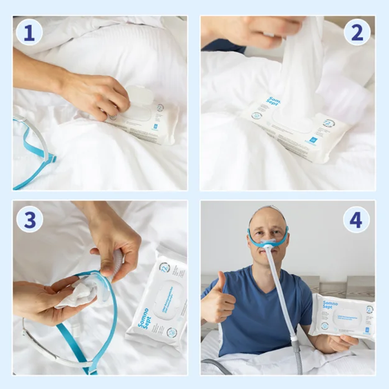 Lingettes nettoyantes spéciales masque PPC Somnosept
