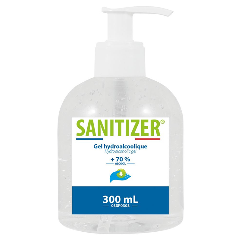 SANITIZER® Gel Hydroalcoolique Flacon - 0.3L avec pompe 800x800