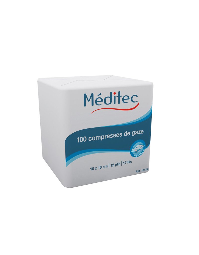 Compresses de gazes stériles tissées 17 fils 12 plis 5x5cm